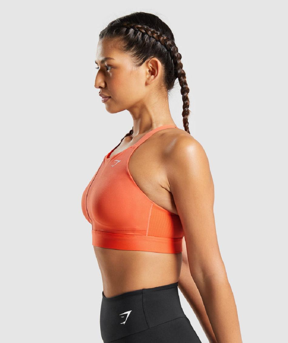 Staniki Sportowe Damskie Gymshark Mesh Neckline 2.0 Pomarańczowe | PL 2876UZG